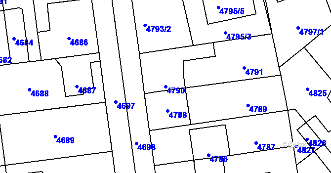 Parcela st. 4790 v KÚ Kročehlavy, Katastrální mapa