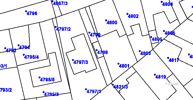 Parcela st. 4798 v KÚ Kročehlavy, Katastrální mapa