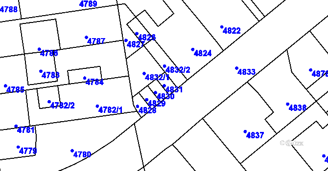 Parcela st. 4831 v KÚ Kročehlavy, Katastrální mapa