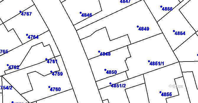 Parcela st. 4848 v KÚ Kročehlavy, Katastrální mapa