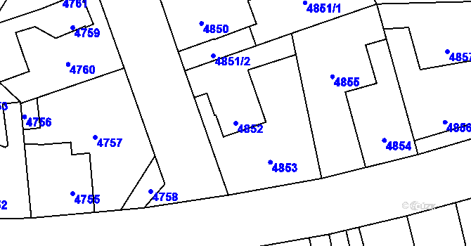 Parcela st. 4852 v KÚ Kročehlavy, Katastrální mapa