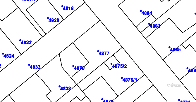 Parcela st. 4877 v KÚ Kročehlavy, Katastrální mapa