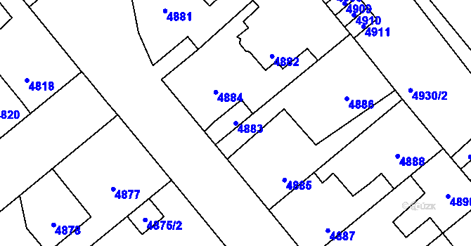 Parcela st. 4883 v KÚ Kročehlavy, Katastrální mapa