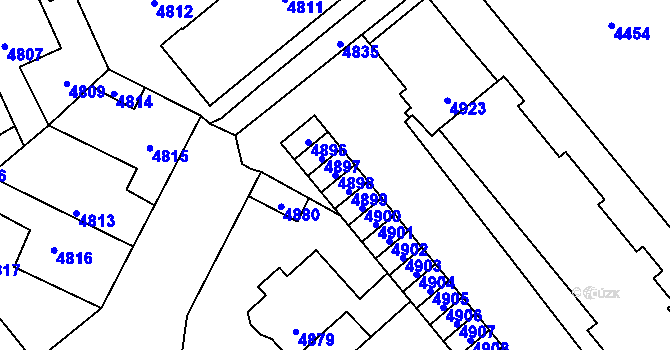Parcela st. 4898 v KÚ Kročehlavy, Katastrální mapa