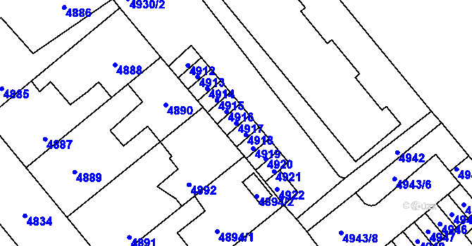Parcela st. 4917 v KÚ Kročehlavy, Katastrální mapa