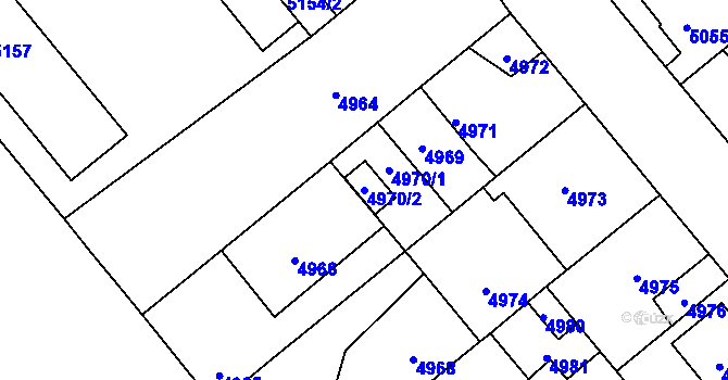 Parcela st. 4970/2 v KÚ Kročehlavy, Katastrální mapa