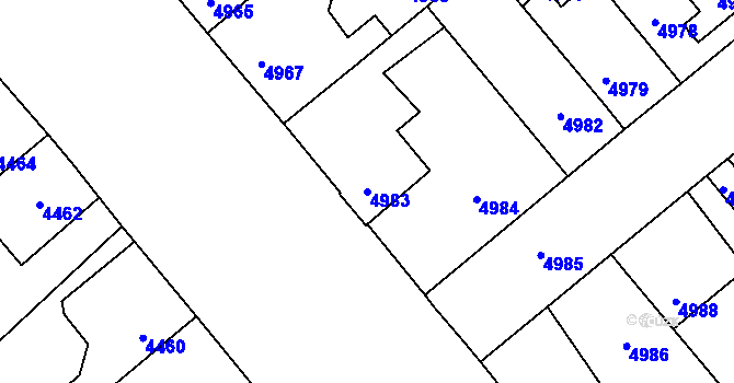 Parcela st. 4983 v KÚ Kročehlavy, Katastrální mapa
