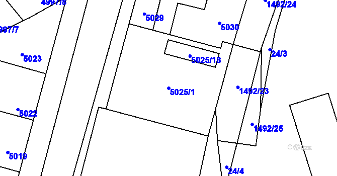Parcela st. 5025/1 v KÚ Kročehlavy, Katastrální mapa