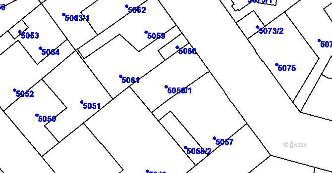 Parcela st. 5058/1 v KÚ Kročehlavy, Katastrální mapa