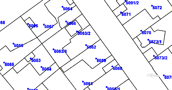 Parcela st. 5062 v KÚ Kročehlavy, Katastrální mapa