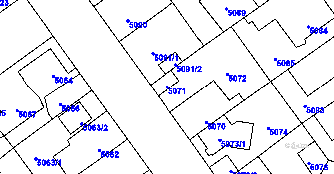 Parcela st. 5071 v KÚ Kročehlavy, Katastrální mapa