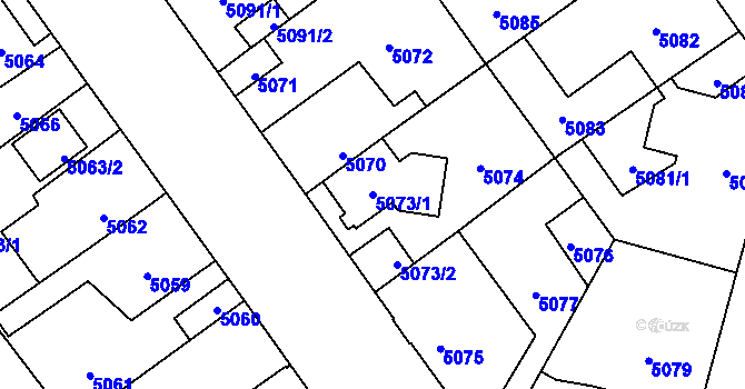 Parcela st. 5073/1 v KÚ Kročehlavy, Katastrální mapa