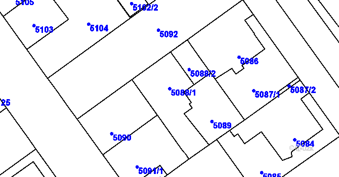 Parcela st. 5088/1 v KÚ Kročehlavy, Katastrální mapa