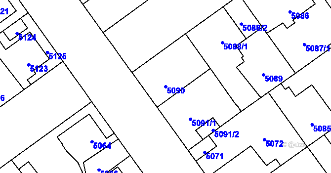 Parcela st. 5090 v KÚ Kročehlavy, Katastrální mapa