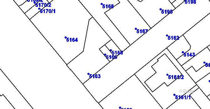 Parcela st. 5165 v KÚ Kročehlavy, Katastrální mapa