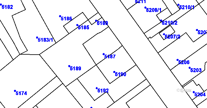 Parcela st. 5187 v KÚ Kročehlavy, Katastrální mapa