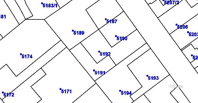 Parcela st. 5192 v KÚ Kročehlavy, Katastrální mapa