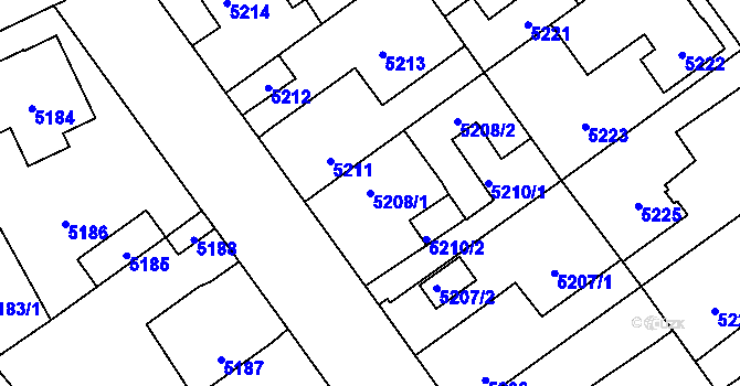 Parcela st. 5208/1 v KÚ Kročehlavy, Katastrální mapa