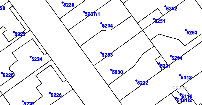 Parcela st. 5233 v KÚ Kročehlavy, Katastrální mapa
