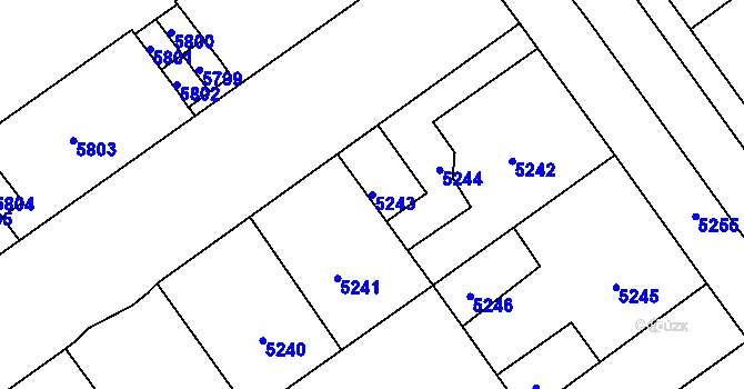 Parcela st. 5243 v KÚ Kročehlavy, Katastrální mapa