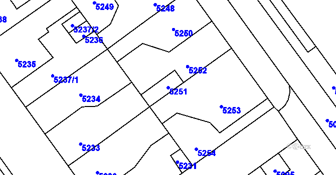 Parcela st. 5251 v KÚ Kročehlavy, Katastrální mapa