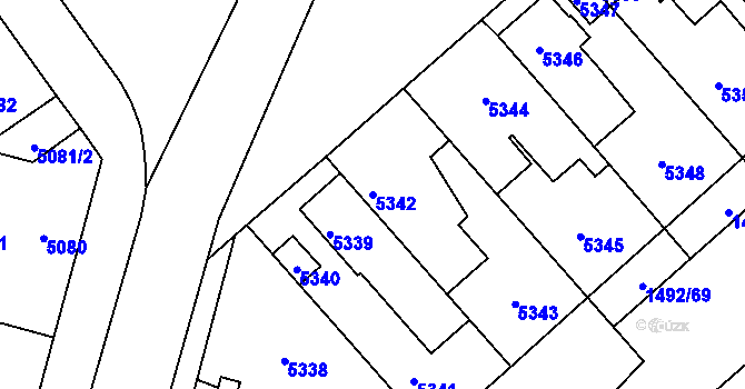 Parcela st. 5342 v KÚ Kročehlavy, Katastrální mapa