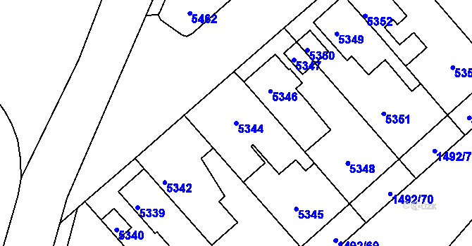 Parcela st. 5344 v KÚ Kročehlavy, Katastrální mapa