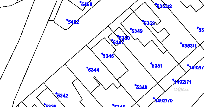 Parcela st. 5346 v KÚ Kročehlavy, Katastrální mapa