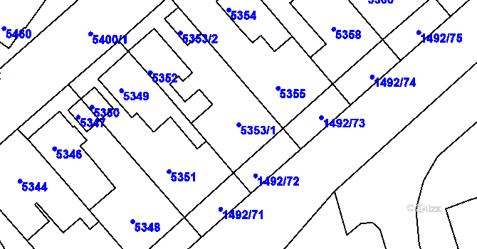 Parcela st. 5353/1 v KÚ Kročehlavy, Katastrální mapa
