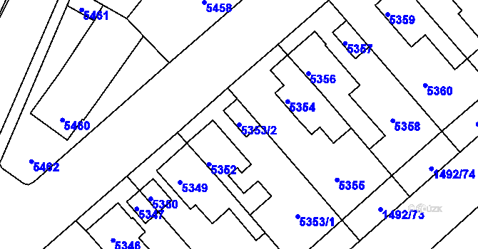 Parcela st. 5353/2 v KÚ Kročehlavy, Katastrální mapa