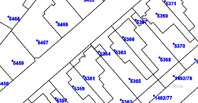 Parcela st. 5364 v KÚ Kročehlavy, Katastrální mapa