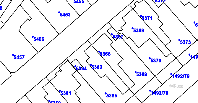 Parcela st. 5366 v KÚ Kročehlavy, Katastrální mapa