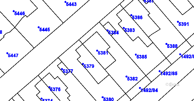 Parcela st. 5381 v KÚ Kročehlavy, Katastrální mapa