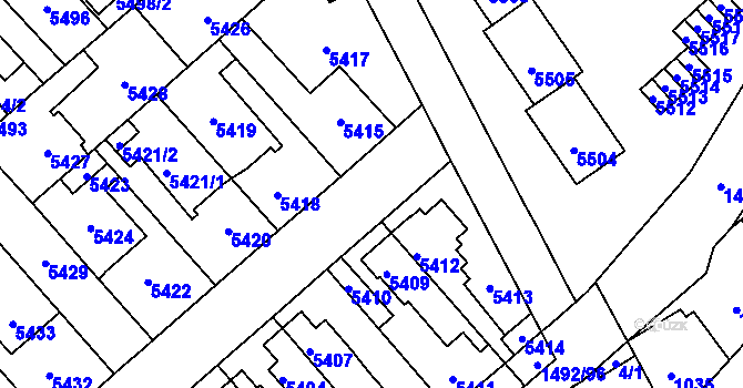Parcela st. 5400 v KÚ Kročehlavy, Katastrální mapa