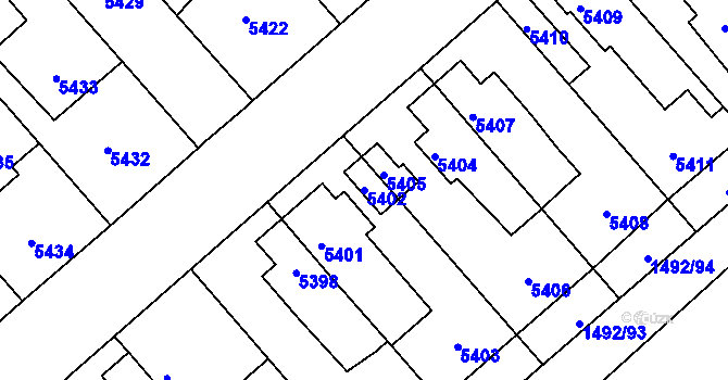 Parcela st. 5402 v KÚ Kročehlavy, Katastrální mapa