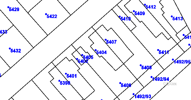 Parcela st. 5404 v KÚ Kročehlavy, Katastrální mapa