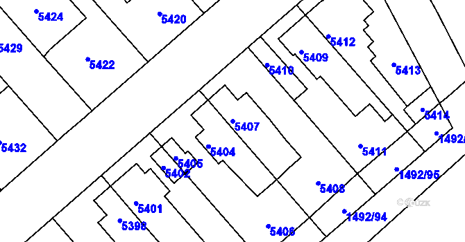 Parcela st. 5407 v KÚ Kročehlavy, Katastrální mapa