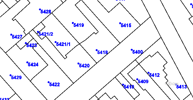 Parcela st. 5418 v KÚ Kročehlavy, Katastrální mapa