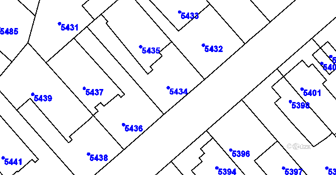 Parcela st. 5434 v KÚ Kročehlavy, Katastrální mapa