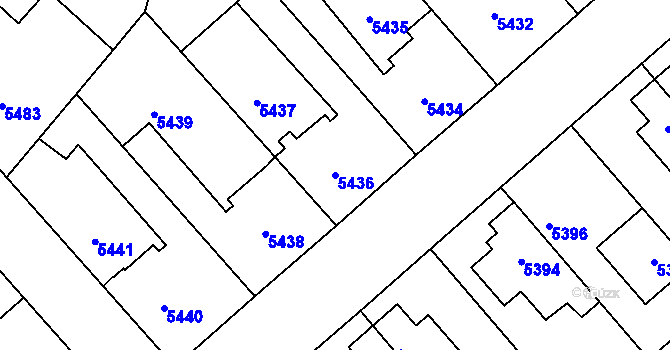 Parcela st. 5436 v KÚ Kročehlavy, Katastrální mapa