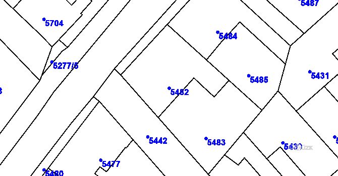 Parcela st. 5482 v KÚ Kročehlavy, Katastrální mapa