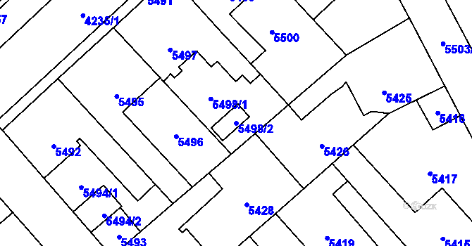 Parcela st. 5498/2 v KÚ Kročehlavy, Katastrální mapa