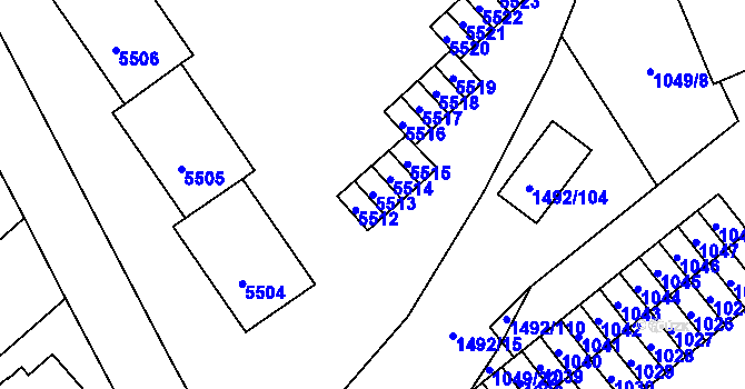 Parcela st. 5513 v KÚ Kročehlavy, Katastrální mapa