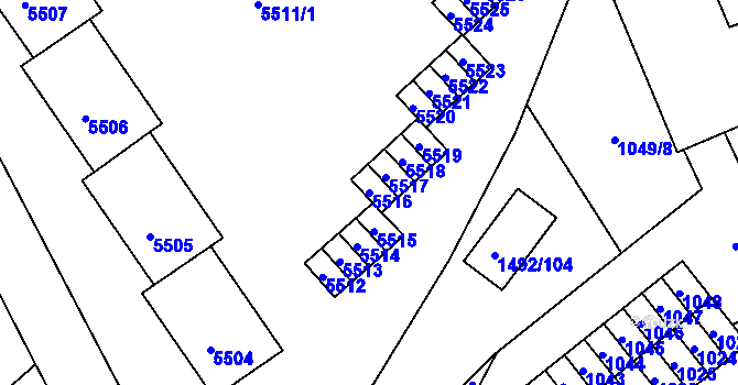 Parcela st. 5516 v KÚ Kročehlavy, Katastrální mapa