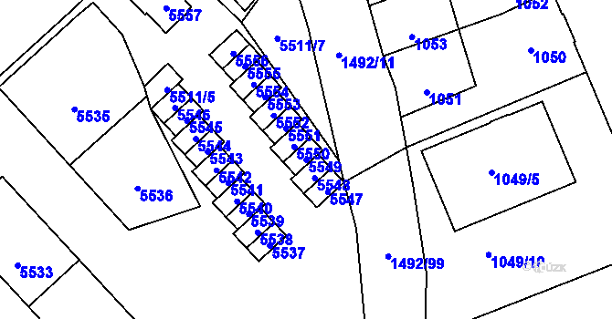 Parcela st. 5549 v KÚ Kročehlavy, Katastrální mapa