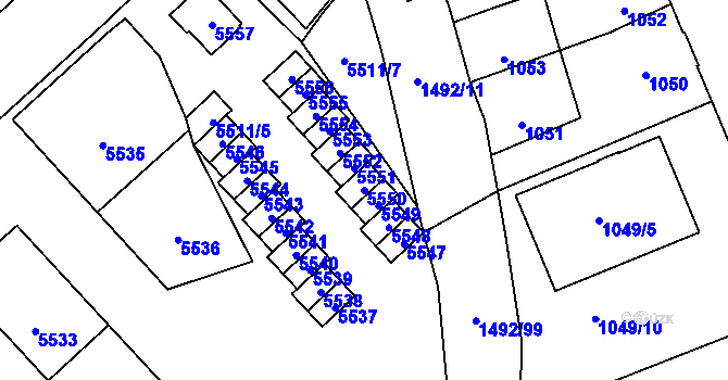 Parcela st. 5550 v KÚ Kročehlavy, Katastrální mapa