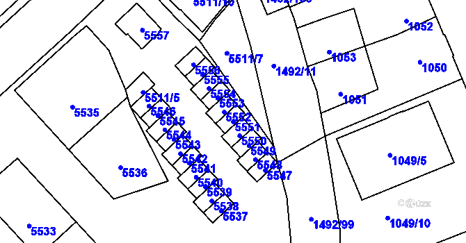 Parcela st. 5551 v KÚ Kročehlavy, Katastrální mapa