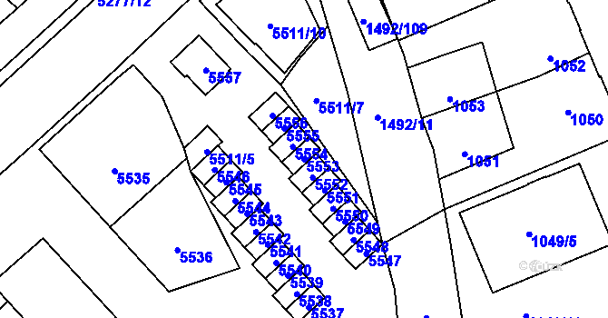 Parcela st. 5553 v KÚ Kročehlavy, Katastrální mapa