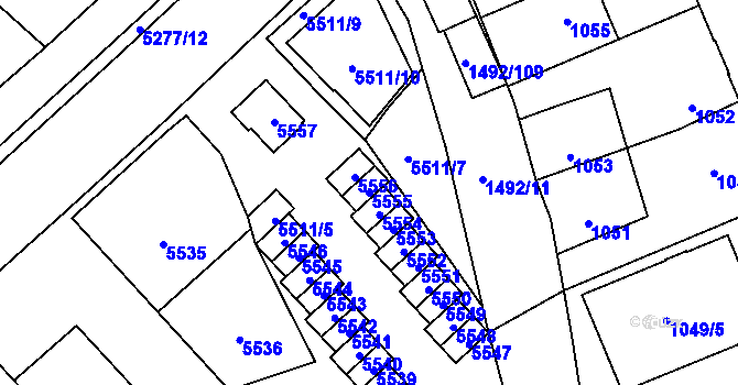 Parcela st. 5555 v KÚ Kročehlavy, Katastrální mapa