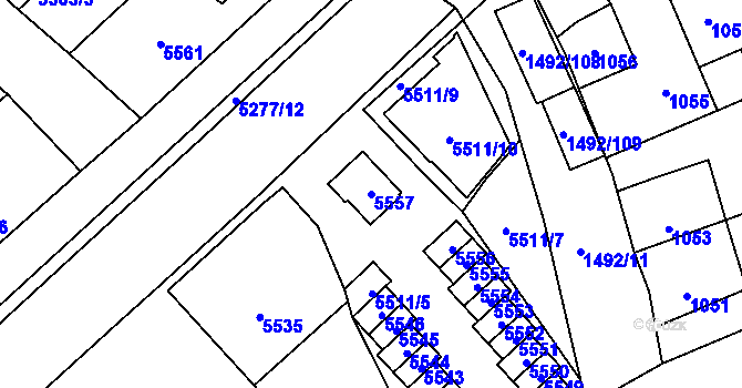 Parcela st. 5557 v KÚ Kročehlavy, Katastrální mapa